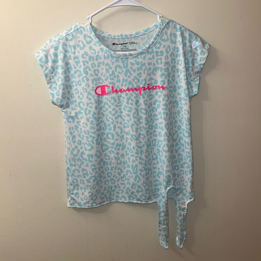 Champion Blue and Pink Short Sleeve Tee with Side Tie